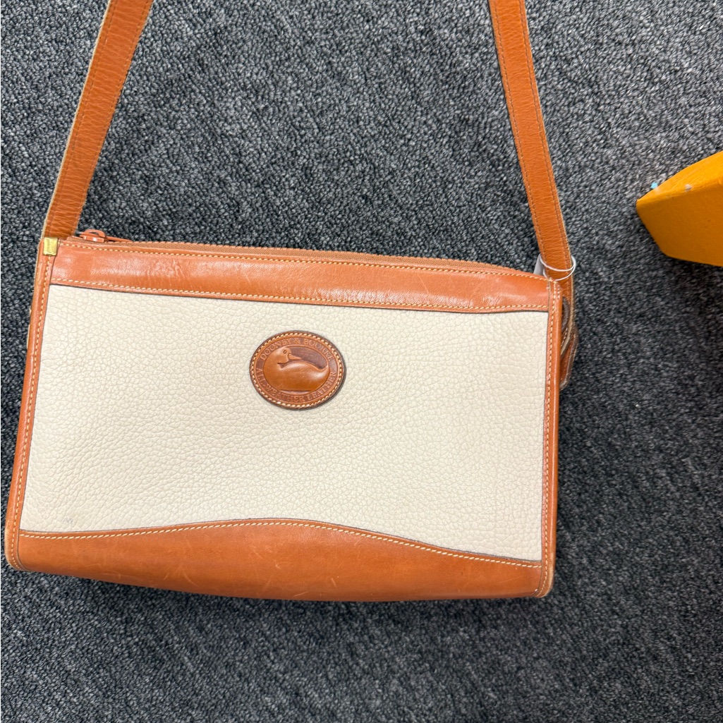 Dooney & Bourke Tan And Cream Leather Crossbody Bag